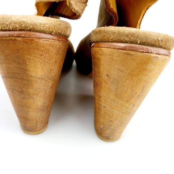 $541 A DETACHER  Ankle Booties Brown Suede 8 Open Heel Round Toe Made in PERU - Picture 11 of 12